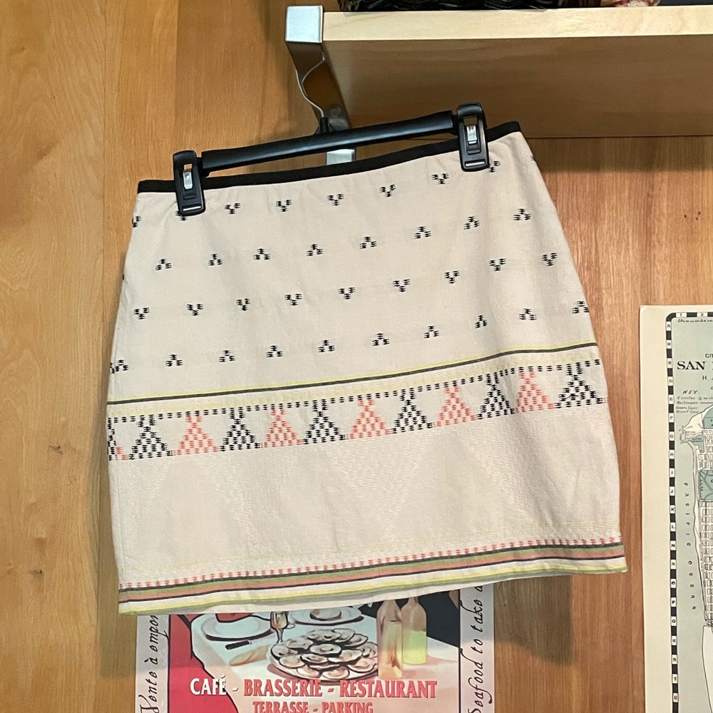 Madewell - Tan/Cream Geometric Pattern High Waisted Mini Skirt